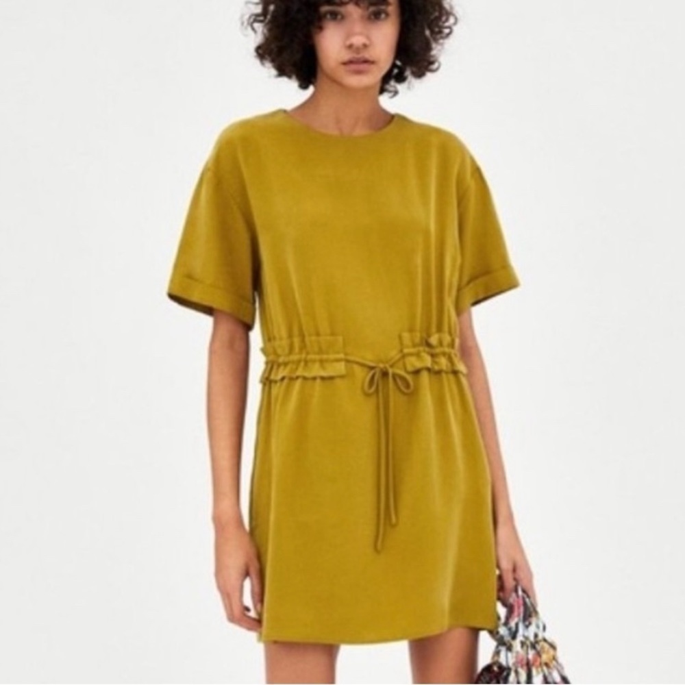 TRF Zara collection woman’s tied front short sleeve dress sz s spring summer fun